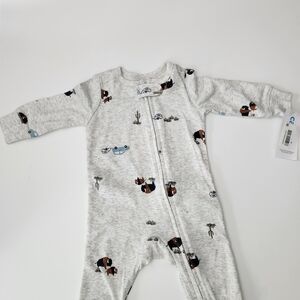 Carter's Light Gray Animal Print Footie